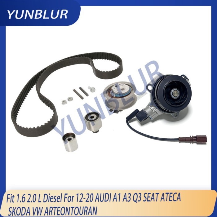 Engine Part Water Pump & Timing Tensioner Belt Kit Fit 1.6 2.0 L Diesel For 12-20 AUDI A1 A3 Q3 SEA