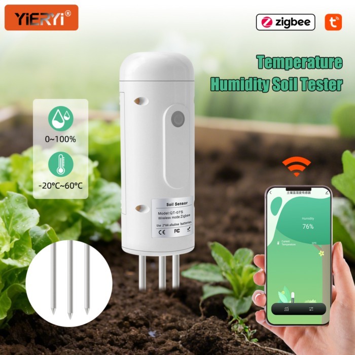 Tuya Smart Zigbee Soil Sensor Wireless Temperature Humidity Meter IP67 Waterproof Garden Plant Soil