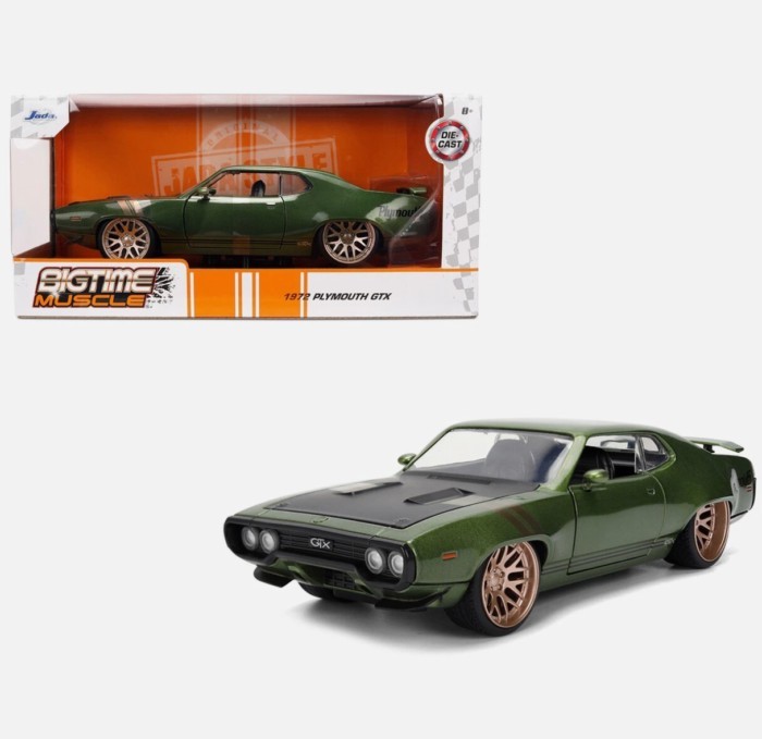 คลังสินค้าพร้อม คลังสินค้าพร้อม Jada Jada Plymouth GTX 1972 Greenlynn โมเดลรถอัลลอย 1/24 ของเล่นรถสป