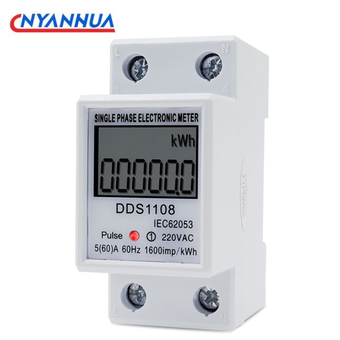 LCD Single Phase Electric Energy Meter KWH AC Digital Watt-Hour Meter 220V 60A 50Hz Electric Din Ra