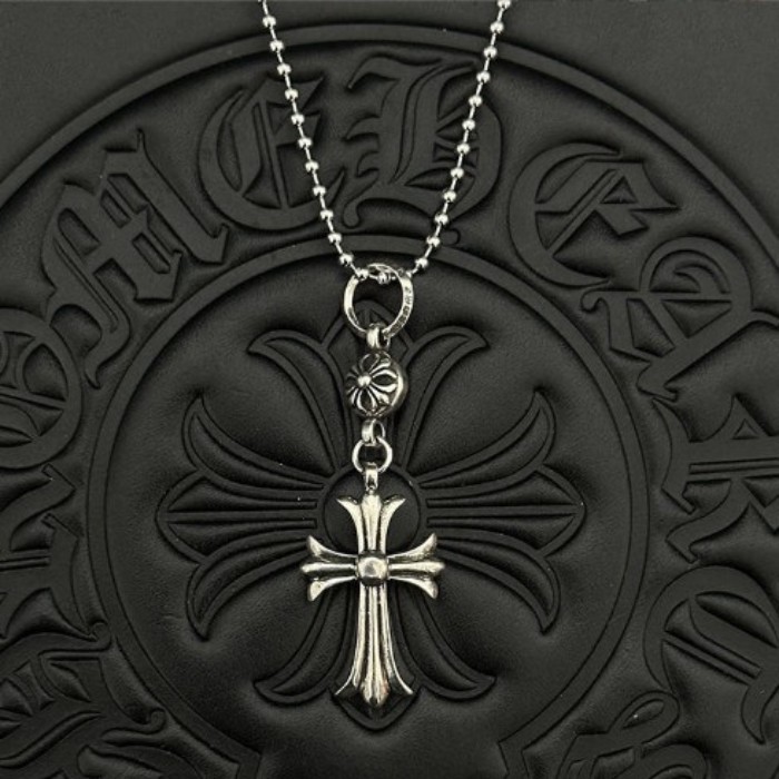 Chrome Hearts ยุโรปและอเมริกา Retro Chrome Hearts สร้อยคอสําหรับผู้ชายและผู้หญิงคู่ Cross จี้อเนกประ