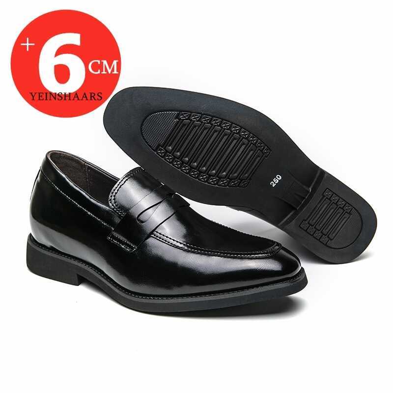 Height Elevator Shoes For Men Luxury Dress Shoes Slip On Business Comfortable Increase 6Cm Wedding