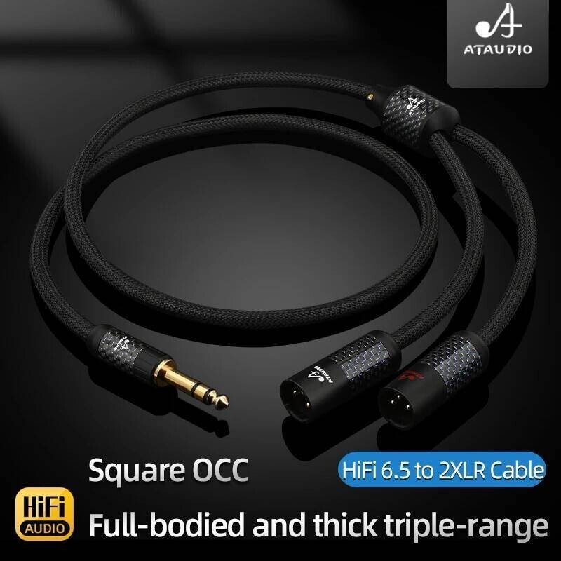 ATAUDIO HiFi 6.5 มม.TRS ถึง 2XLR สายคุณภาพสูง Square OCC 6.5 แจ็ค 2XLR Mixer ลําโพง 1/4 นิ้ว Y Split