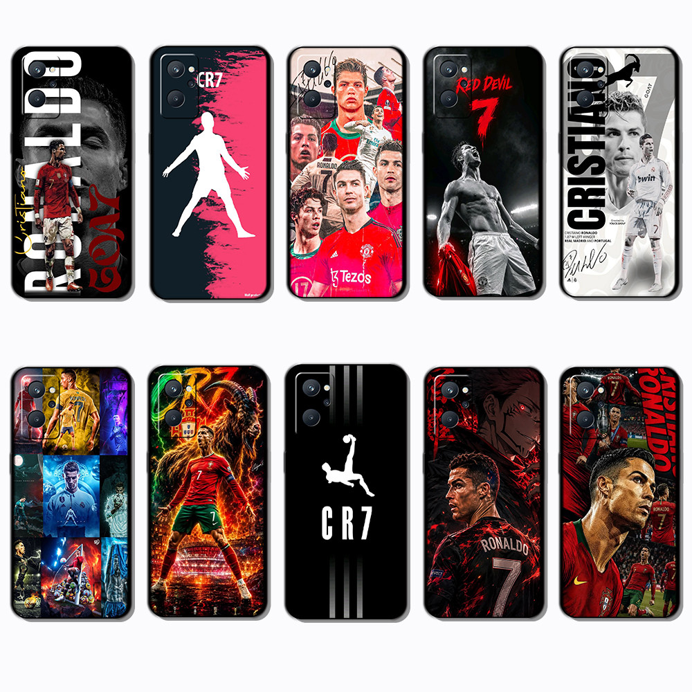 สําหรับRealme 7 8 8S 8i 9i 5g 10 Pro Plus CR7 เคสโทรศัพท์TPUขอบสีดํา | ยืดหยุ่น กันกระแทก & ไม่เหลือ