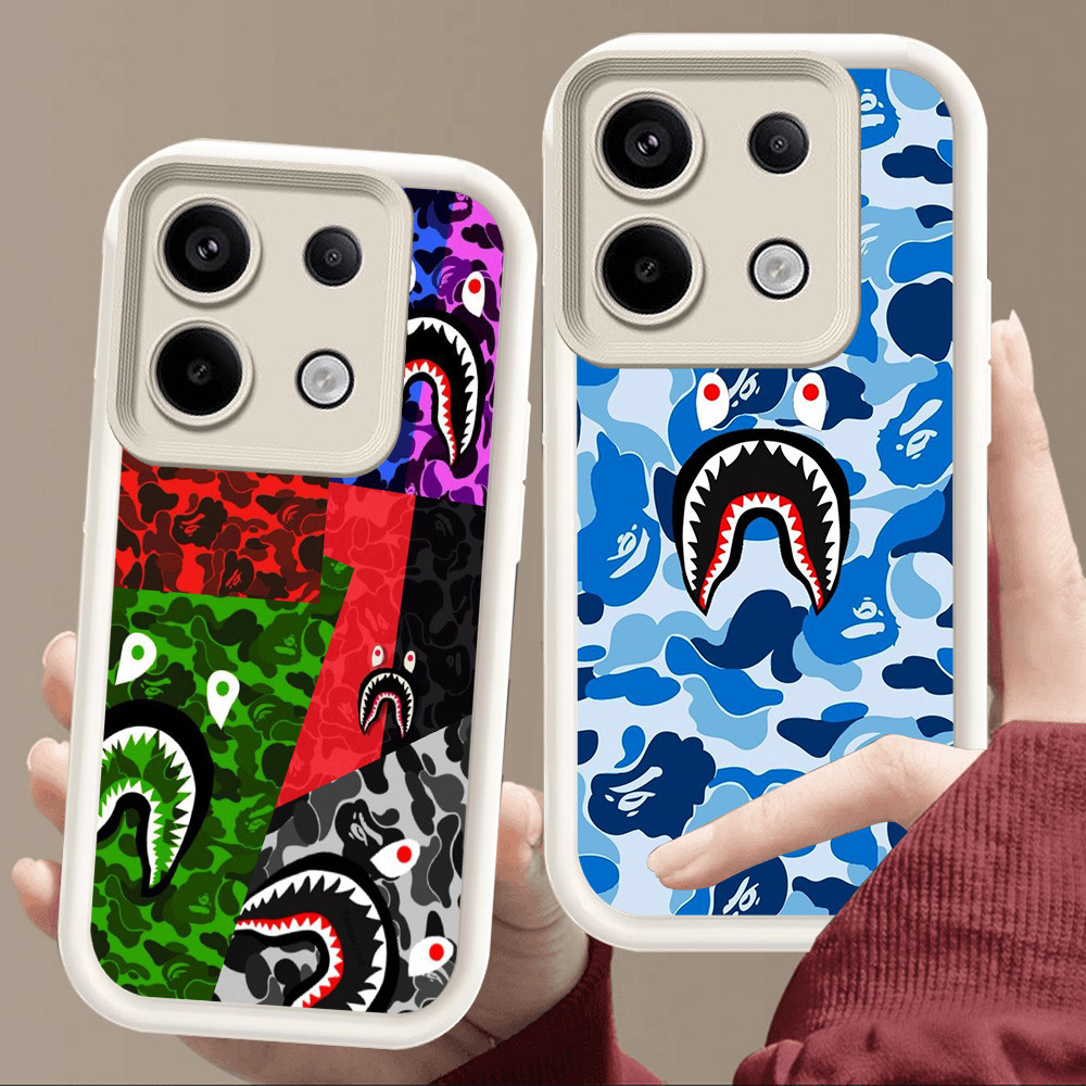 สําหรับ Xiaomi Redmi หมายเหตุ POCO 13T 13 13C X6 M6 Pro Plus 5G สีขาวนุ่ม E32 bape shark