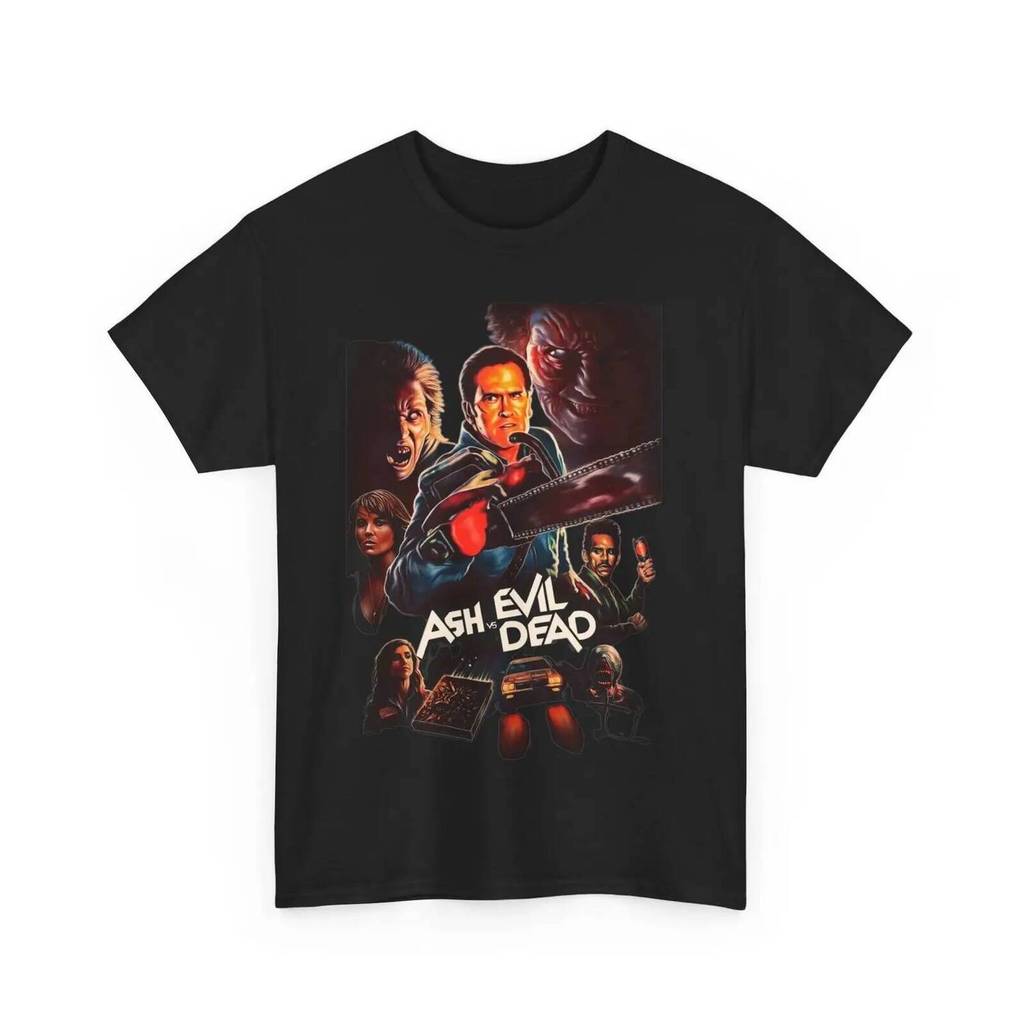 เสื้อยืดคอเต่า Ash จากซีรีย์ Evil Dead สำหรับทุกเพศ กะทัดรัดด้วยเนื้อผ้าฝ้ายหนัก