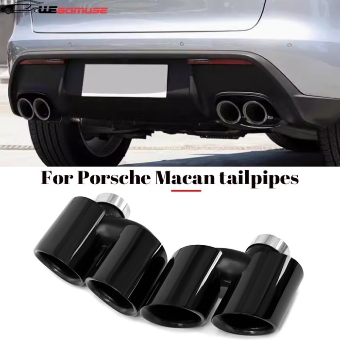 For 2014-2025 Porsche Macan Exhaust Pipe Modification Upgrade GTS Quad Sports Tailpipe Black Tip Mu