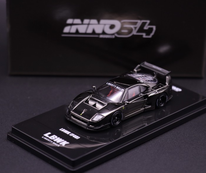 1/64 INNO Ferrari LBWK F40 ชุบสีดําแบรนด์ใหม่พร้อมสต็อกโมเดลรถโลหะผสมรถสปอร์ตซุปเปอร์