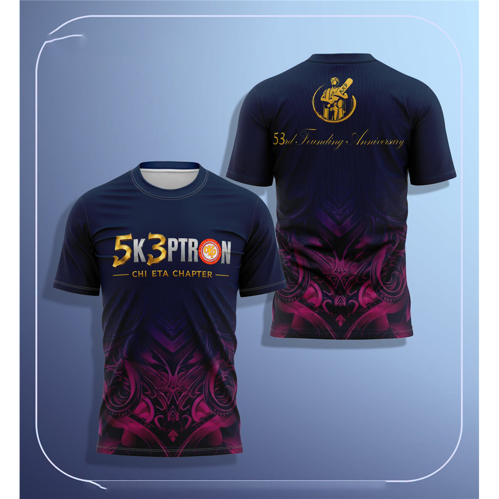 Dark Navy Magenta Tribal Print Alpha Kappa Rho 53 Years Frat Dry Fit Jersey Tee
