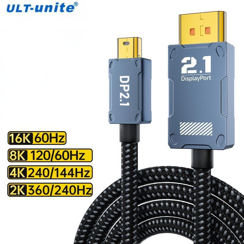 16K Mini DisplayPort to DisplayPort 2.1 สาย 8K120Hz 4K240Hz 80Gbps Bi-Directional DP to Mini DP สําห