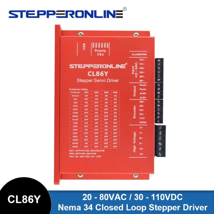 STEPPERONLINE Nema 34 Closed Loop Stepper Motor Driver 0-8.5A 20-80VAC/30-110VDC for Nema34 Stepper