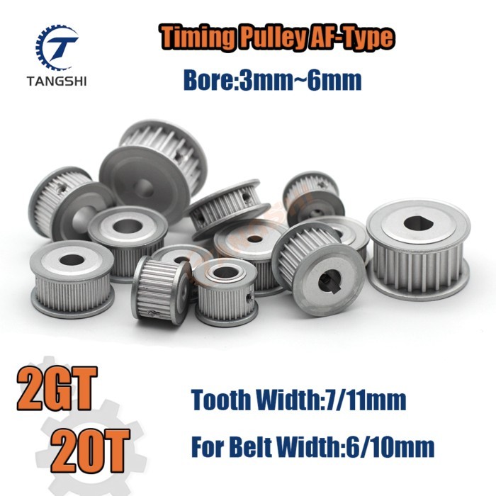 2GT 20 Teeth Timing Pulley AF-Type Bore 3mm to 6mm Width 6/10mm GT2 20T Synchronous Wheel Timing Be