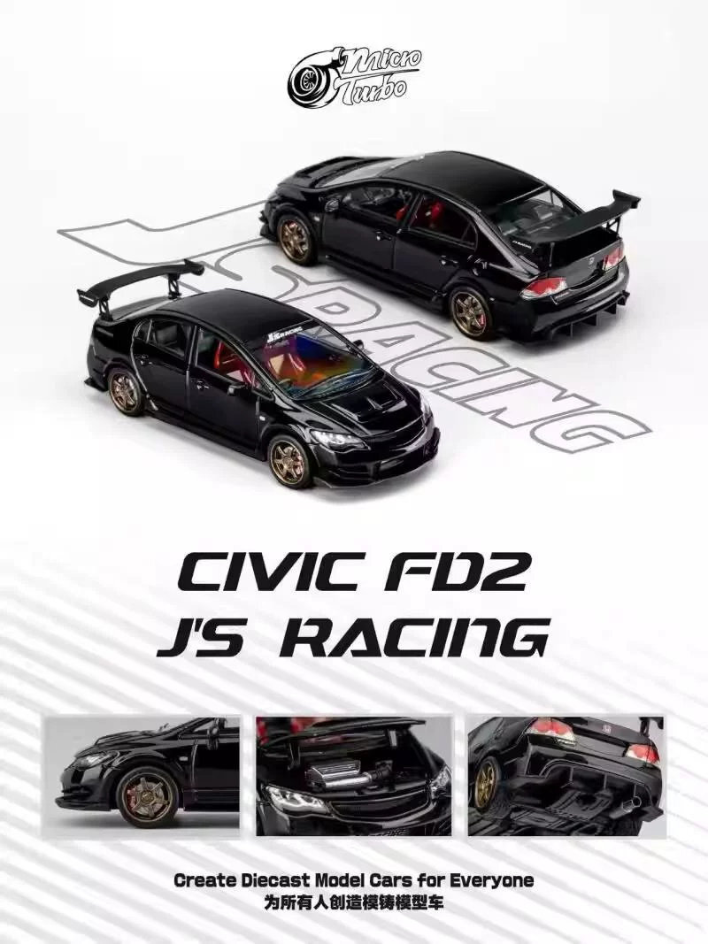 MicroTurbo MT 1:64 Honda Civic FD2 Spoon Metallic Black Car Model