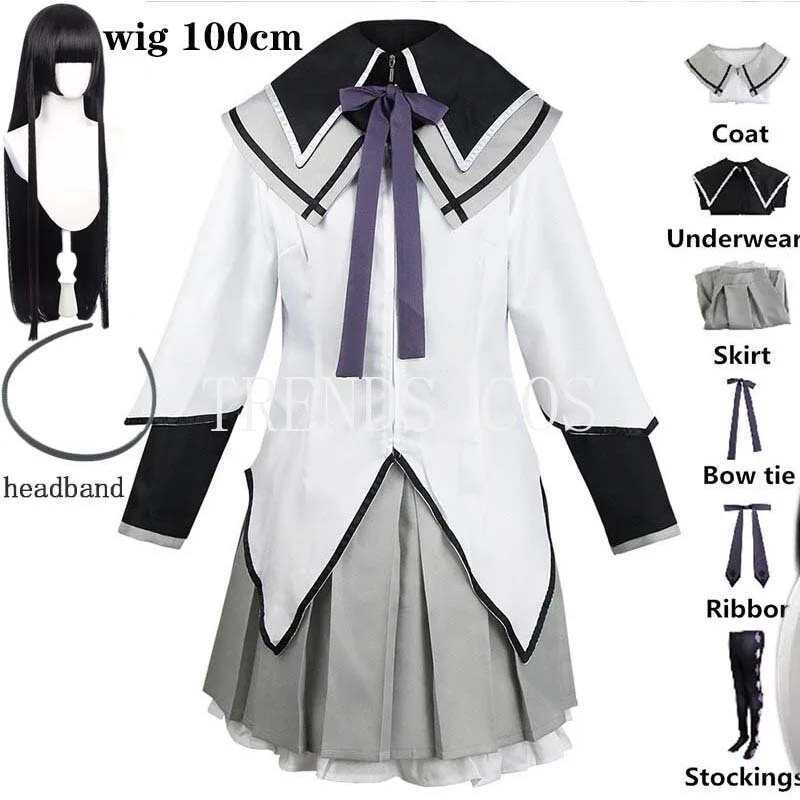 W Anime Akemi Homura Cosplay Costume Fighting Uniform Stockings Akemi Homura Outfits