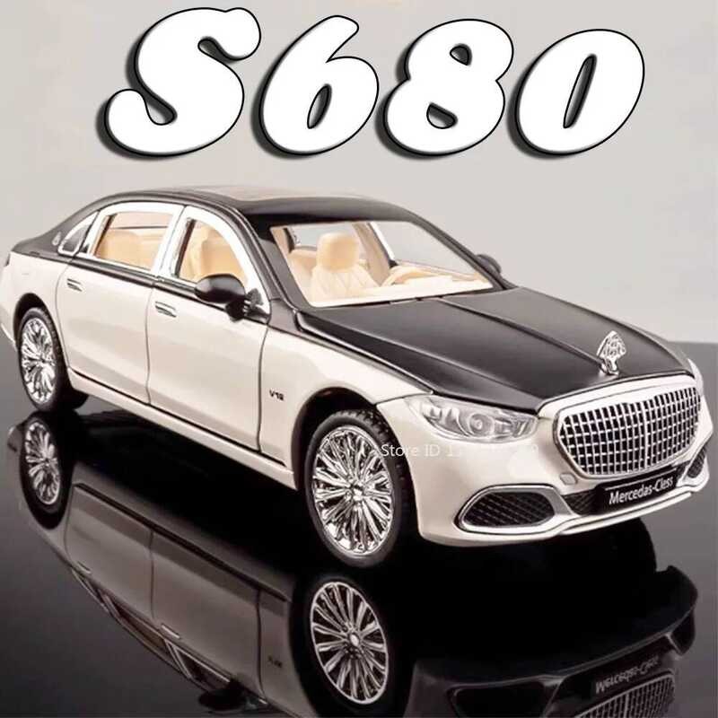 C 1:24 Maybach S680 62S Model Car Toys Alloy Diecast Sound Light Doors Opened Pull Back Shock Absor