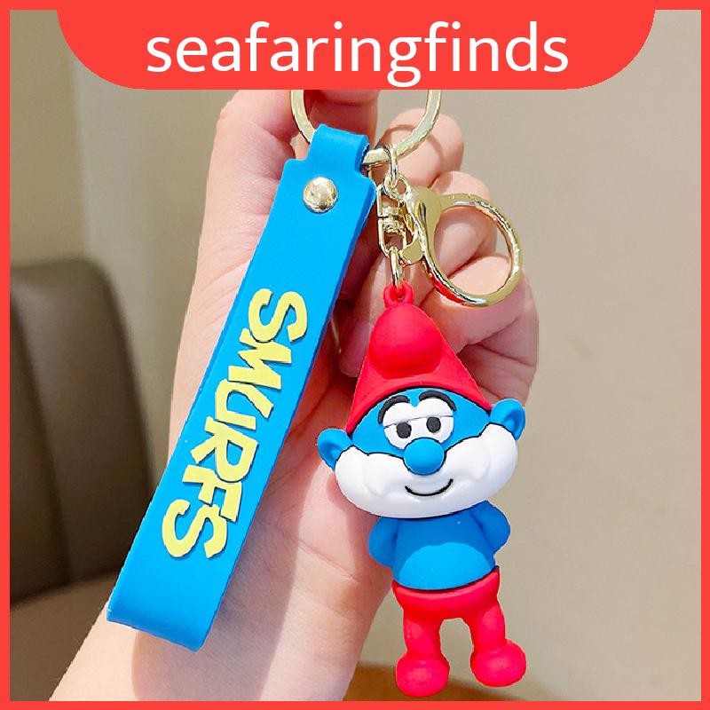 Papa Smurfs น่ารักตลก Smurf Smurfette พวงกุญแจซิลิโคนยืดหยุ่นวัสดุทนทาน