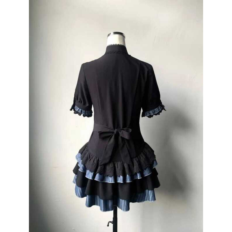 ▥ Gothic Aesthetic Y2k Patchworkชุดผู้หญิงvintage Slimสีดําแขนสั้นหญิงวัฒนธรรมย่อยสาวร้อนชุดใหม