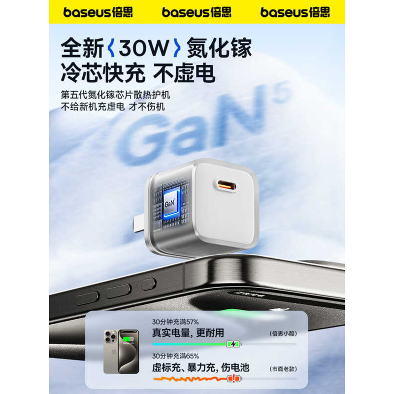 เครื่องชาร์จ Baseus Xiaoku 30w Gallium Nitride เหมาะสําหรับหัวชาร์จ 17Promax ชุด usbc 1