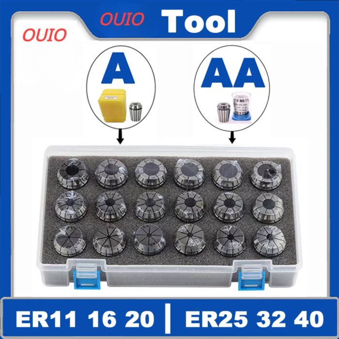 OUIO ER11 ER16 ER20 ER25 ER32 ER40 Set ER Spring Collet Suit Chuck 0.015 0.008mm A AA for CNC Milli