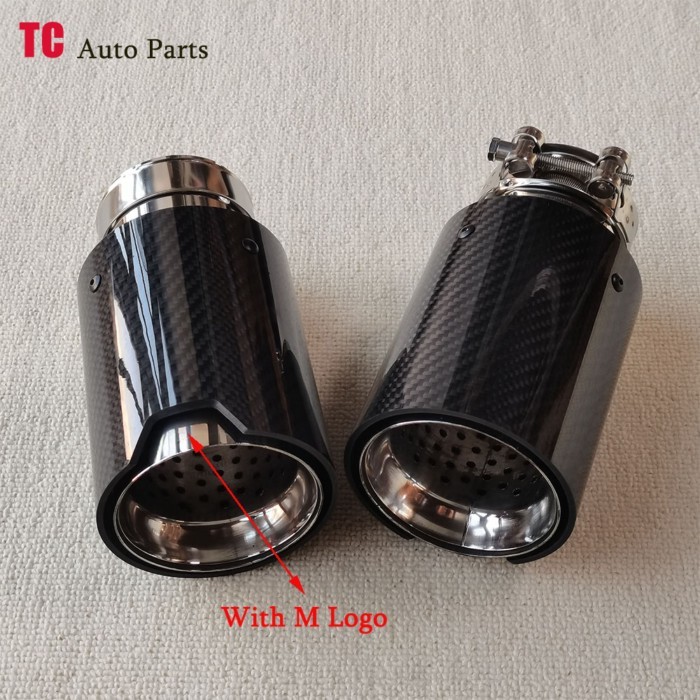 One Pcs Glossy Carbon Fiber Tail Exhaust System Muffler Pipe For BMW M2 M3 M4 M5 M6 M Performance U