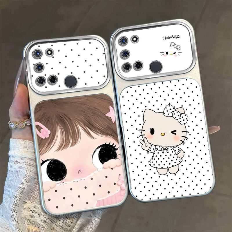 เคสสําหรับRealme 7i C17 Large Window Matte Advanced Silicone anti drop soft Caseรูปแบบสาวน่ารักและกา