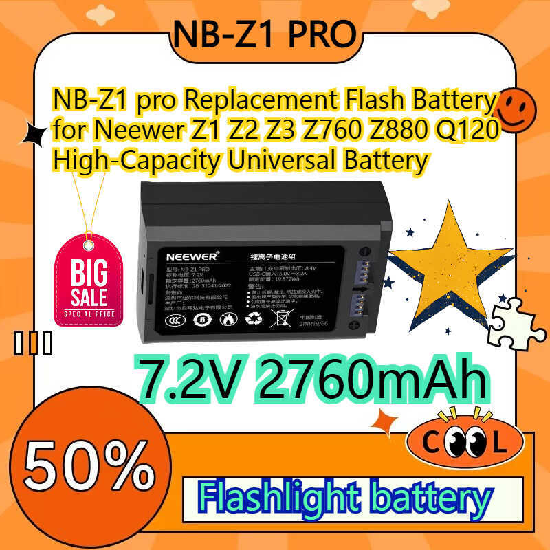 760Mah -Z1 Pro Replacement Flash For Neewer Z1 Z2 Z3 Z760 Z880 Q120 High-Capacity Universal Battery