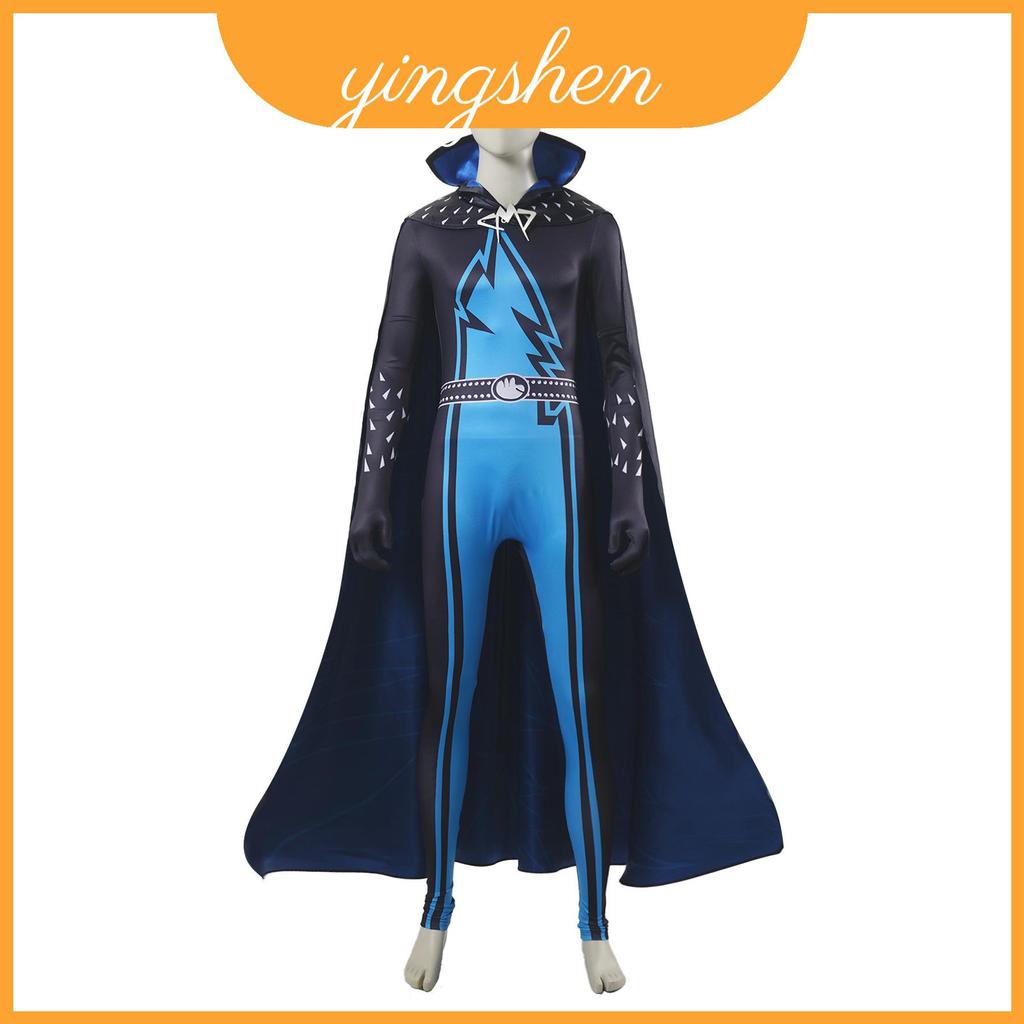 Megamind Supervillain Onesie พร้อมเคปสําหรับงานปาร์ตี้ธีมและการแสดงบนเวที