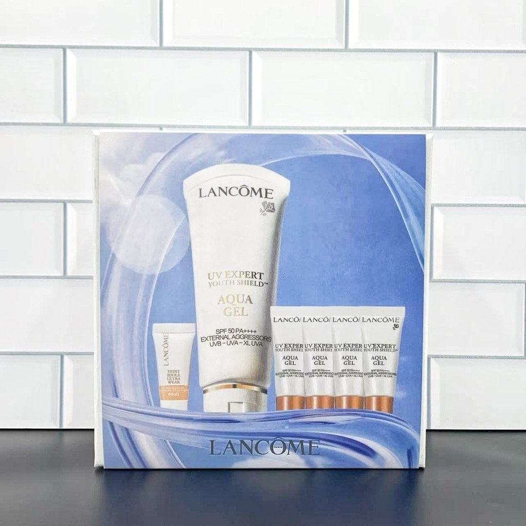 ยิงจริง❤ 85สามารถติดตั้งถุงของขวัญ+ป้ายจีน✔Lancome White Tube Sunscreen 5+1 Set ประกอบด้วย: Official
