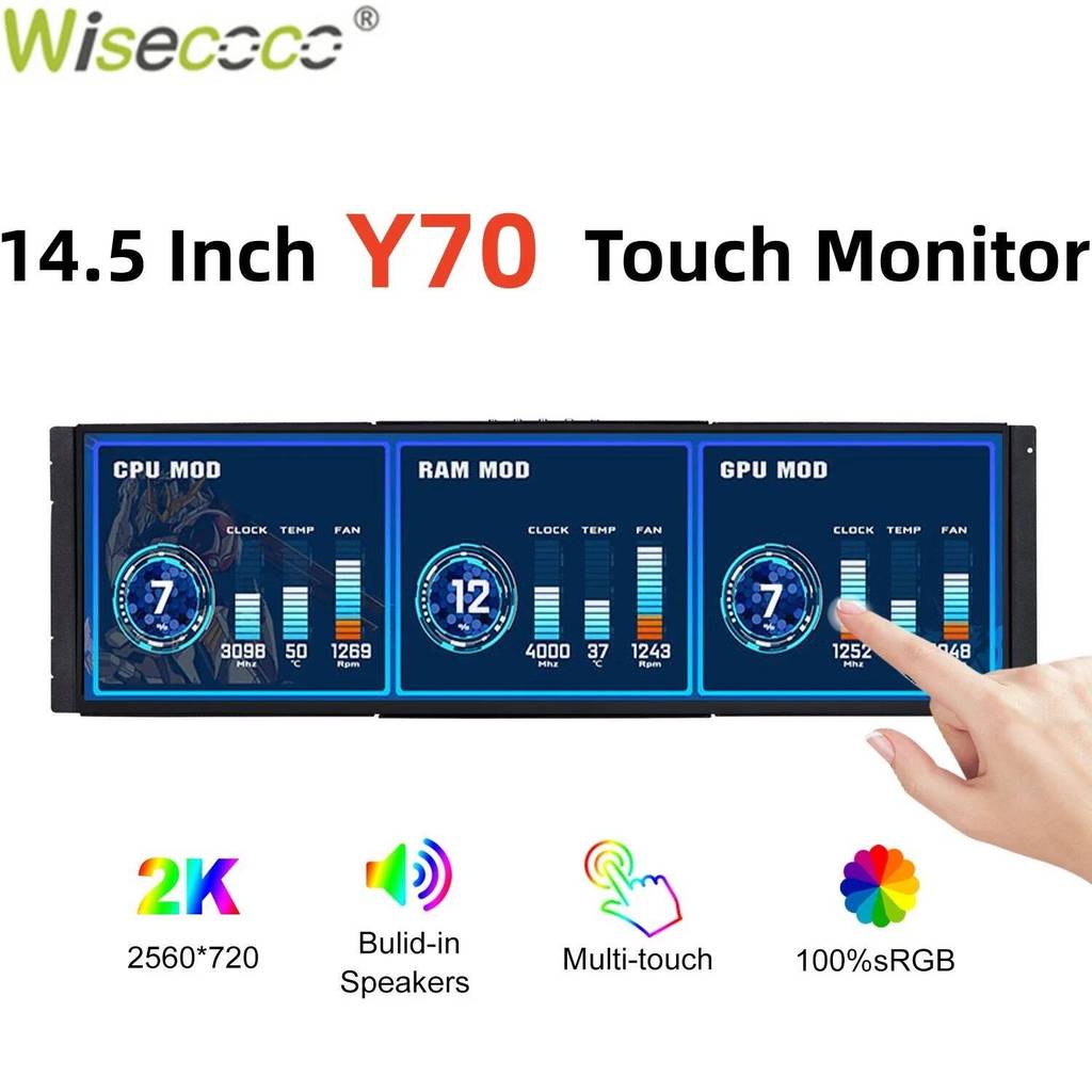 Wisecoco 12.6/14.5 นิ้ว 2K IPS PC แล็ปท็อปสําหรับเล่นเกมหน้าจอสัมผัส CPU GPU อุณหภูมิการตรวจสอบจอแสด