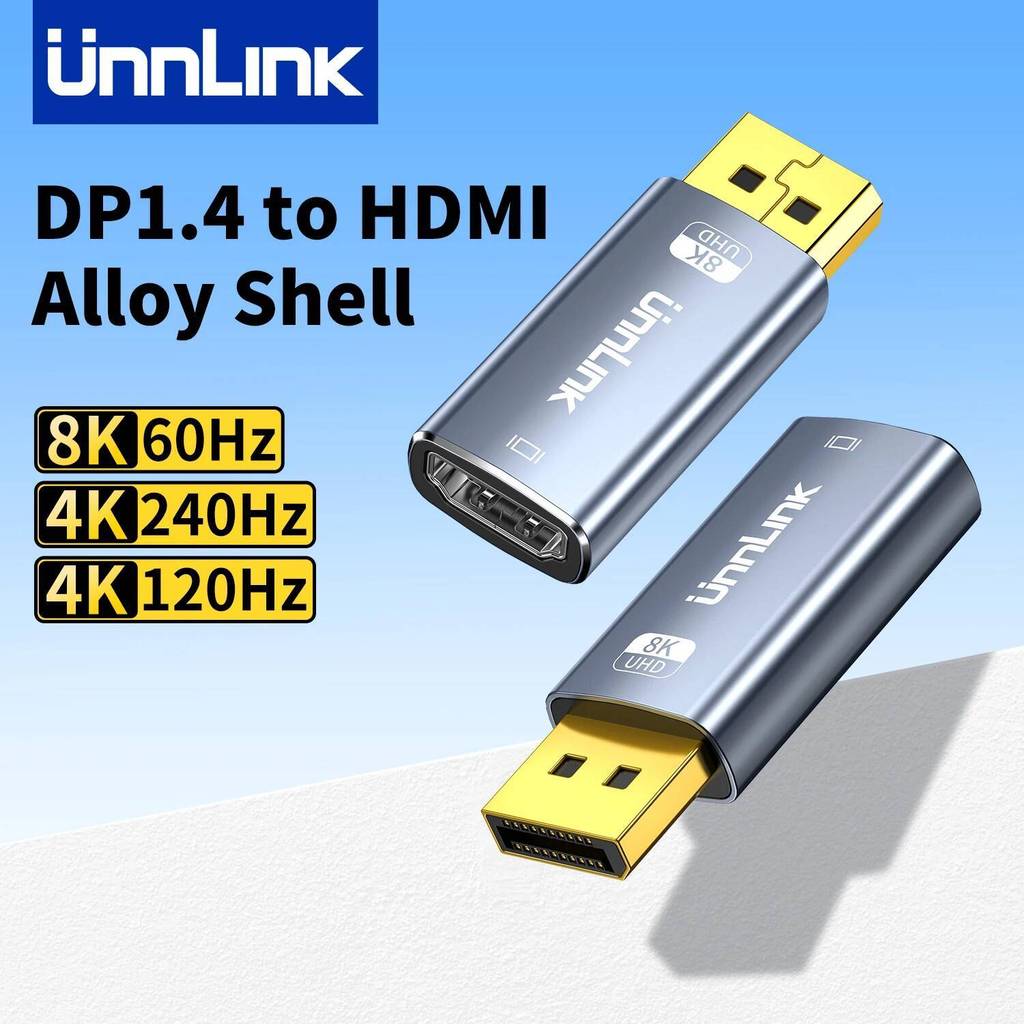 Unnlink 4K 240Hz/120Hz DisplayPort เป็นอะแดปเตอร์ HDMI DP 1.4 กราฟิกการ์ด/แล็ปท็อปเกมไปยัง HDMI TV/จ