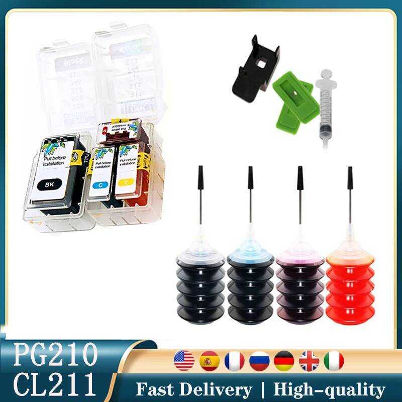 PG210 CL211 PG-210 CL-211 สมาร์ทตลับหมึกชุดเติมสําหรับ Canon Pixma IP2700 IP2702 MP240 MP250 MP260 M