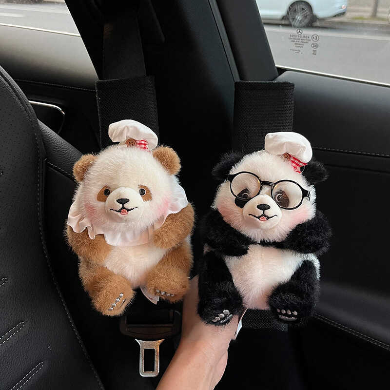 Creative Big Panda Huahua Qizai ตุ๊กตาตุ๊กตารถที่นั่งเข็มขัดไหล่ตกแต่งรถตุ๊กตาน่ารักน่ารัก