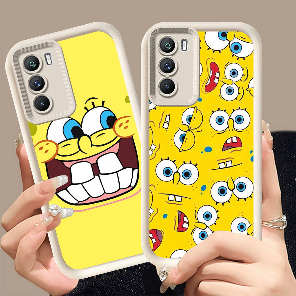 Q-25 SpongeBob ขาวดำเคสโทรศัพท์หรับ Realme C75X C75 14X C73 5G ปกสีชมพู