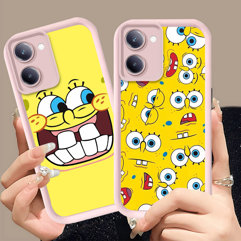 Q-25 SpongeBob ขาวดำเคสโทรศัพท์หรับ Xiaomi POCO C81X C65 C71 X7 Pro ปกสีชมพู