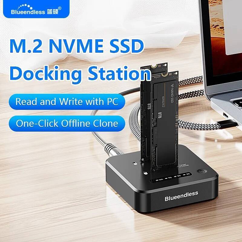 ใหม่ Blueendless Offline Clone Dual Bay M.2 NVMe SSD Docking Station 2Bay M2 NVMe Mudr Type C 10Gbps