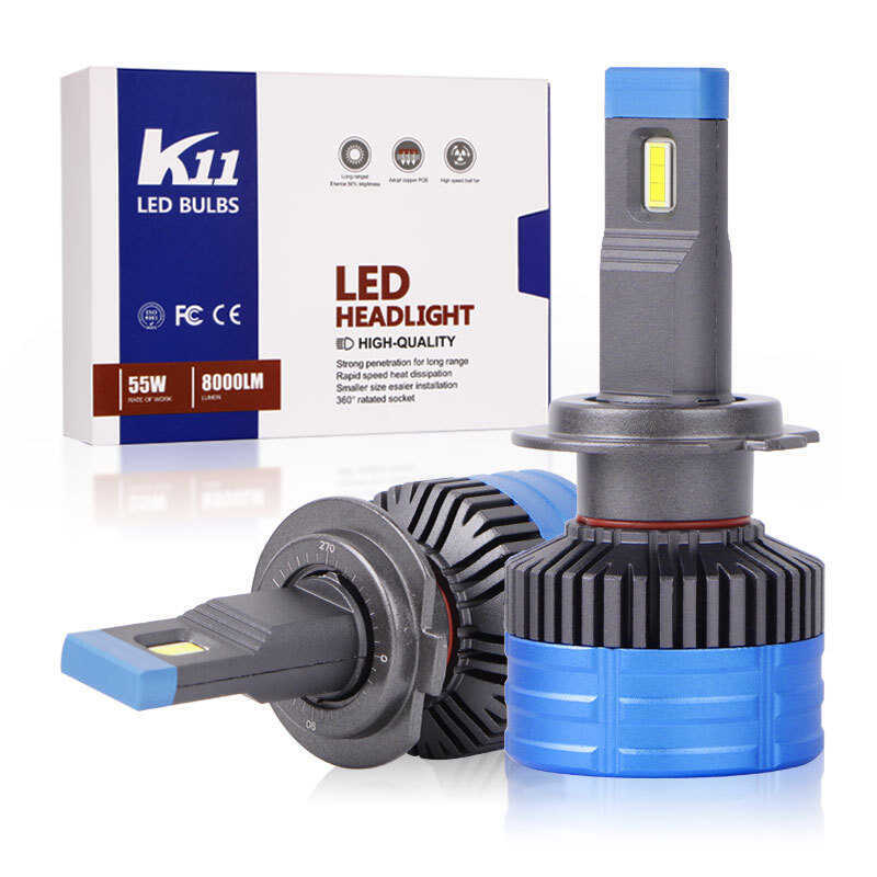หลอดไฟหน้า LED รถยนต์ 55W H11/H7 ดัดแปลงแสงขาวไกล-ใกล้ในตัว สว่างพิเศษ
