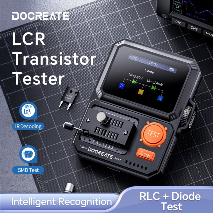 DOCREATE LCR-D2 LCR Transistor Tester Recognition IR Decoding SMD Capacitor Resistor Diode MOSFET I