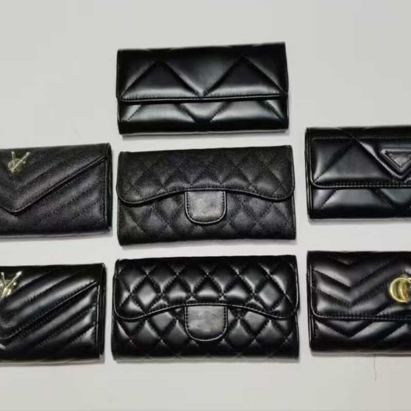 Xiaoxiang CF Wallet Diamond Long Wallet pu Flip Wallet Caviar Coin Purse Ladies Wallet