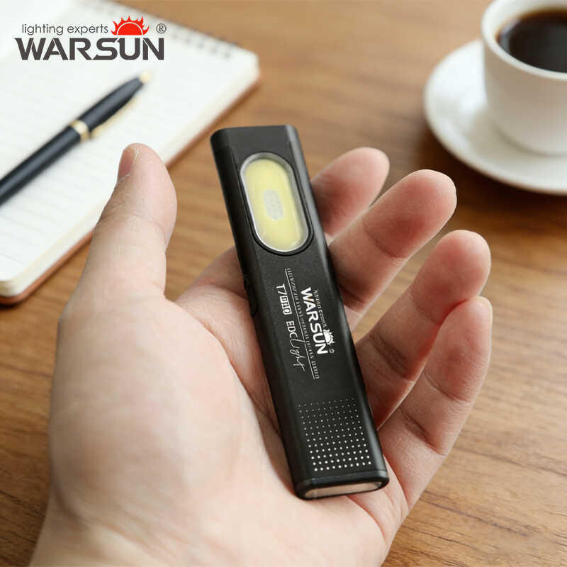 WARSUN T7PRO ไฟฉาย LED ไฟฉายทํางานขนาดเล็กแบบชาร์จไฟได้พร้อมแม่เหล็กบางเฉียบและพกพาสําหรับการเดินป่า