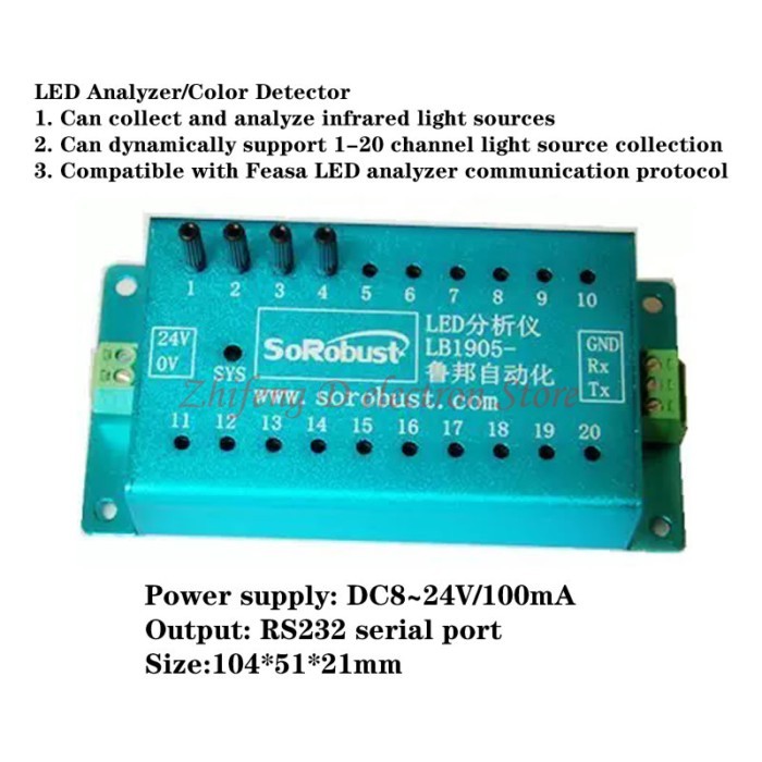 LED analyzer, LED tester, color sensor, color recognition module, flicker detection brightness dete