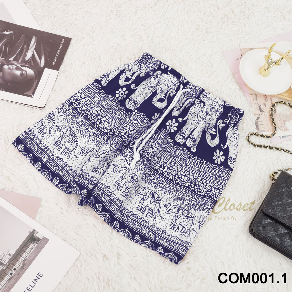 กางเกงช้าง lll Freesize lll COM00X ขาสั้น สายรูดใช้งานได้จริง ผ้าไหมอิตาลี เนื้อผ้านุ่มลื่น ใส่สบาย