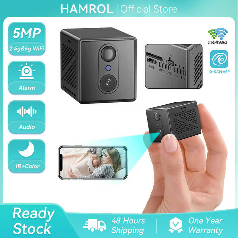 C Rol 5Mp Mini Indoor Wifi Camera 5G Hz Built-In 2400Mah Rechargeable Battery 5X Zoom CCTV O-Kam Pr