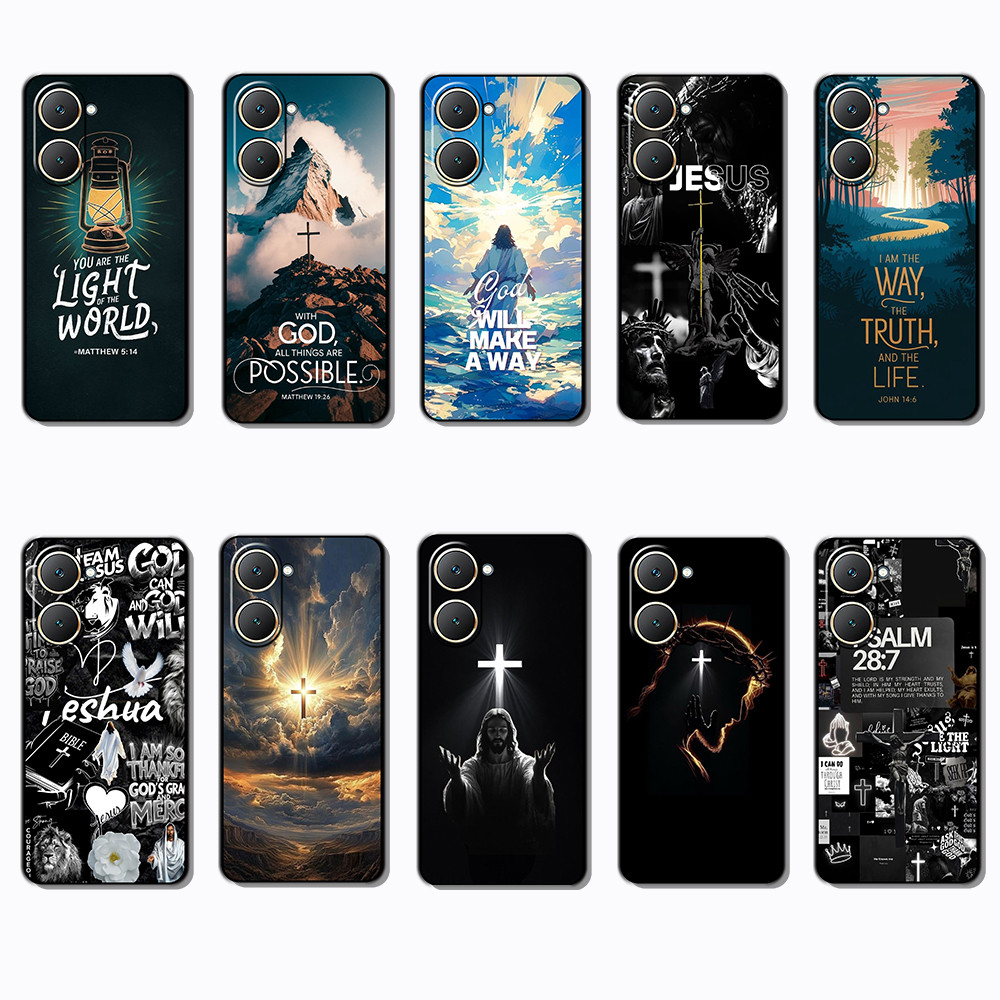 เคสโทรศัพท์สีดํานุ่มสําหรับ Vivo Y03 Y30T Y18 Y18S Y18E T3 Z9 lite Y37M Christianity caseg