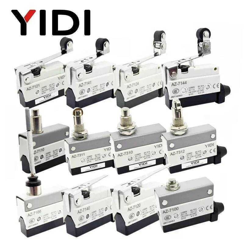 ไมโครสวิตช์กันน้ำ 10A 250V AZ ไมโครลิมิตสวิตช์แบบเลื่อนขนาดเล็ก คันโยกแบบลูกกลิ้งแนวนอน AZ-7312 AZ-7