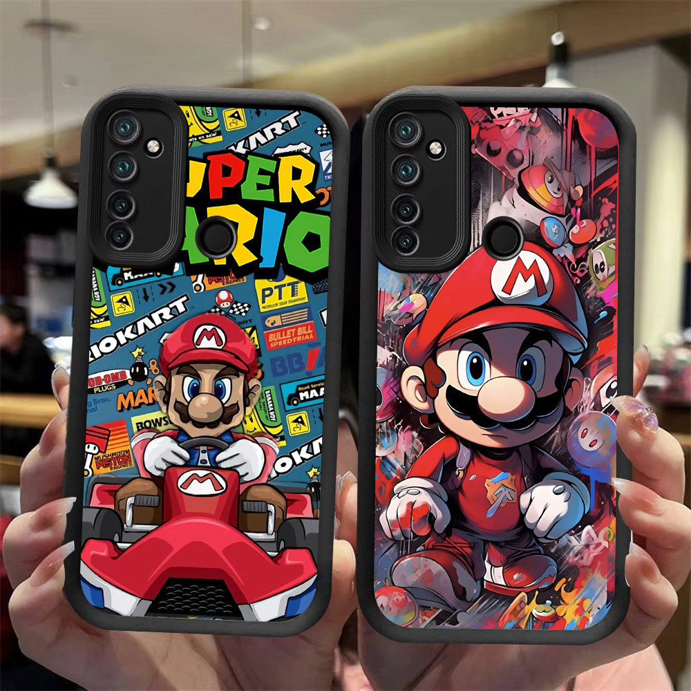 J-34 Mario ดำขาวชมพูเคสโทรศัพท์หรับ Realme 5S Q 5 7i 5i C17 Pro