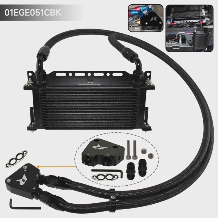 Black 15/16 Row Engine Oil Cooler w/ Bracket Kit AN10 For GM Chevrolet Corvette Camaro C5 C6 LS1 LS