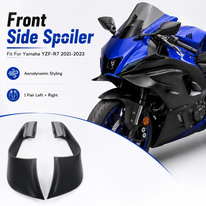 Motorcycle Front Side Spoiler Winglet For Yamaha YZF-R7 R7 2021 2022 2023 Aerodynamic Black ABS Win