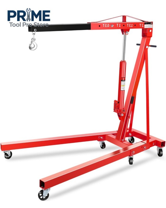 1.2 Ton Heavy Engine Hoist 4400 Lbs Capacity Foldable Car Engine Picker With 6 Steel Casters For Tr