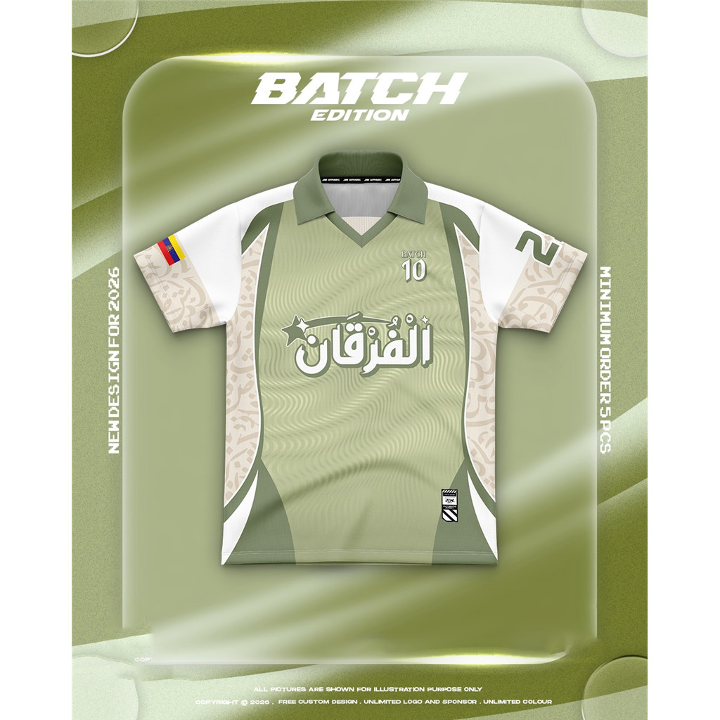 Custom Class Polo Jersey Sage ครีมสีเขียวระเหิดแห้งเร็ว Unisex การออกแบบภาษาอาหรับที่กําหนดเองชื่อจํ
