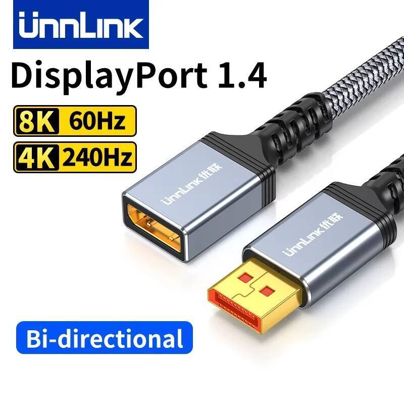 ใหม่ Unnlink Monitor DisplayPort Extension Cable Male to Female DP 1.4 Extender 8K 60Hz, 4K 240Hz/16